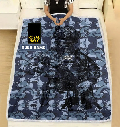 Personalized UK Solider/ Veteran Camo With Name And Rank Fleece Blanket 3D Printed - 17229024