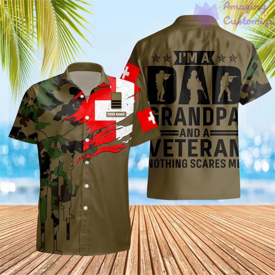 Personalized Swiss Solider/ Veteran Camo With Name And Rank Hawaii Shirt 3D Printed - 16897248
