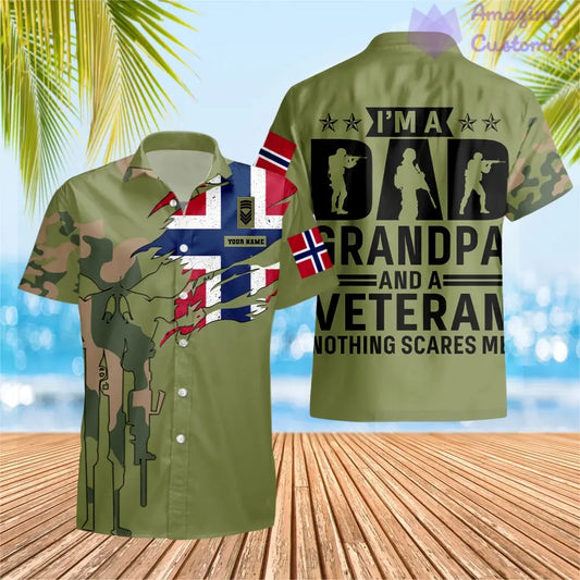 Personalized Norway Solider/ Veteran Camo With Name And Rank Hawaii Shirt 3D Printed - 2207230001