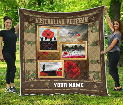 Personalized Australian Soldier/ Veteran Camo With Name And Rank Quilt 3D Printed - 16915392