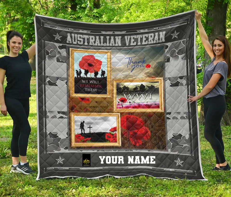 Personalized Australian Soldier/ Veteran Camo With Name And Rank Quilt 3D Printed - 16915392