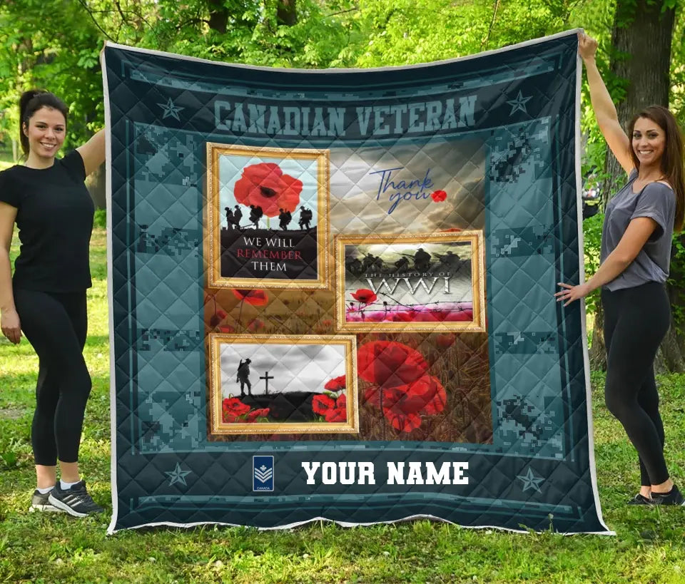 Personalized Canadian Soldier/ Veteran Camo With Name And Rank Quilt 3D Printed - 0908230001