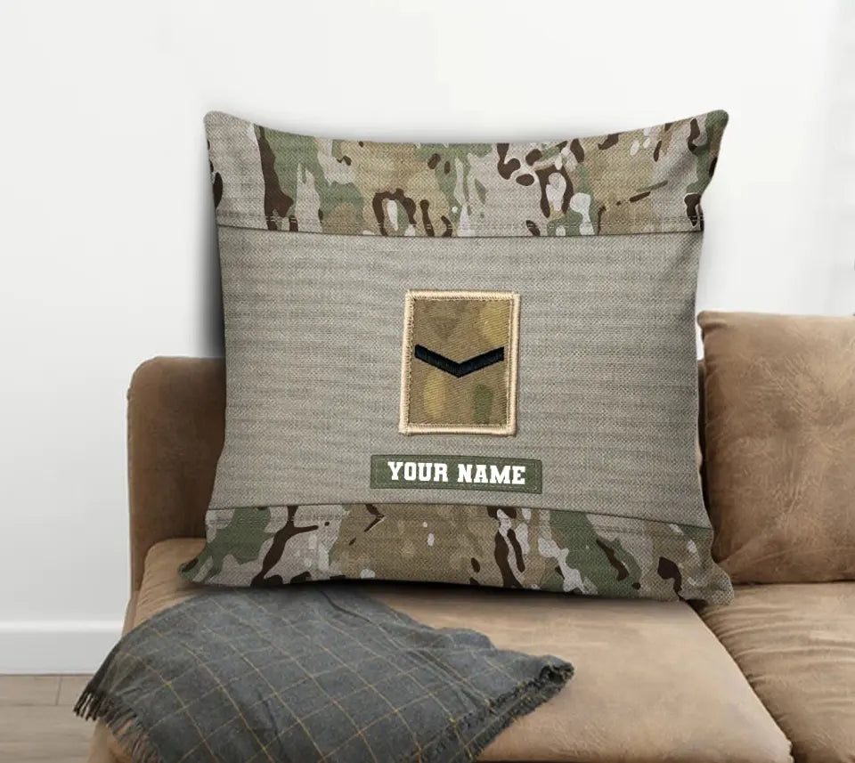 Personalized UK Soldier/ Veteran Camo With Name And Rank Pillow 3D Printed - 0908230001