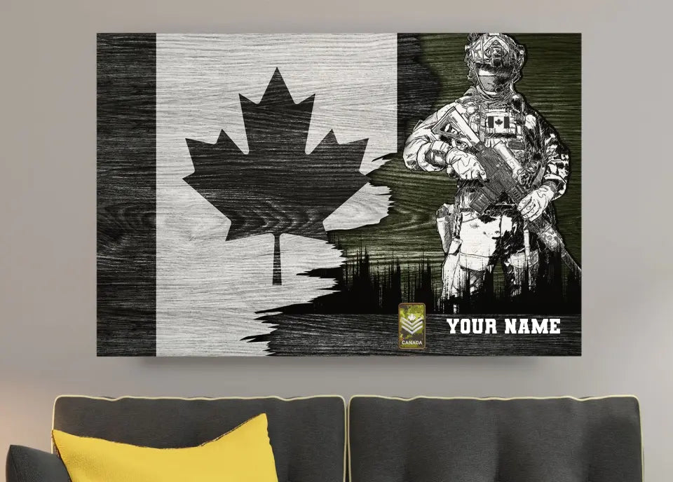 Personalisierter kanadischer Soldat/Veteranen-Camouflage mit Namen und Rang auf Leinwand, 3D-Druck