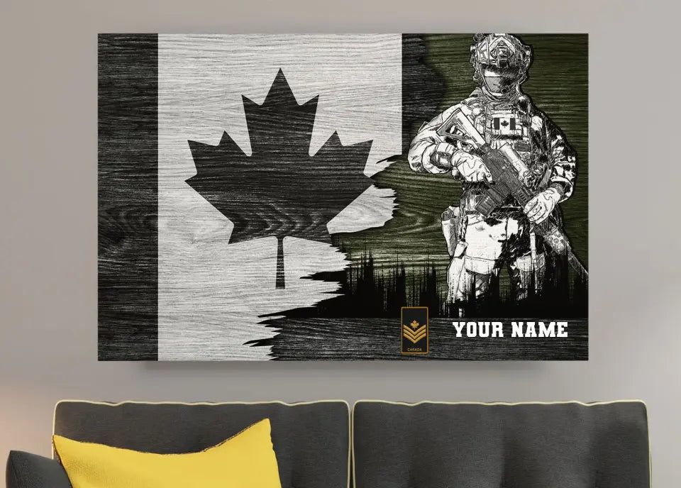 Personalisierter kanadischer Soldat/Veteranen-Camouflage mit Namen und Rang auf Leinwand, 3D-Druck