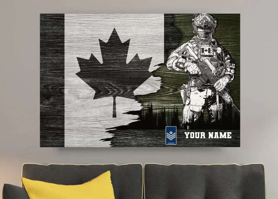Personalisierter kanadischer Soldat/Veteranen-Camouflage mit Namen und Rang auf Leinwand, 3D-Druck