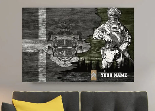 Personalized Denmark Soldier/ Veteran Camo With Name And Rank Canvas 3D Printed - 1208230001