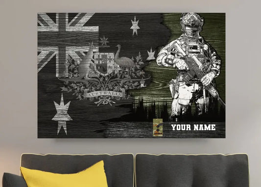 Personalized Australian Soldier/ Veteran Camo With Name And Rank Canvas 3D Printed - 1208230001