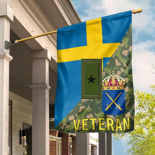 Personalized Sweden Soldier/ Veteran Camo With Rank House Flag 3D Printed - 2608230001
