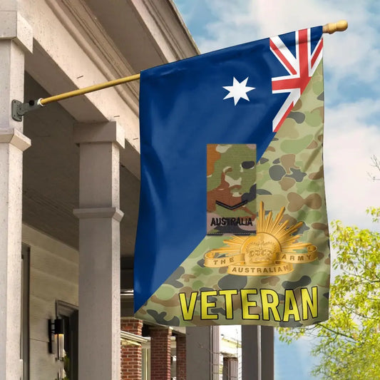 Personalized Australian Soldier/ Veteran Camo With Rank House Flag 3D Printed - 16930080