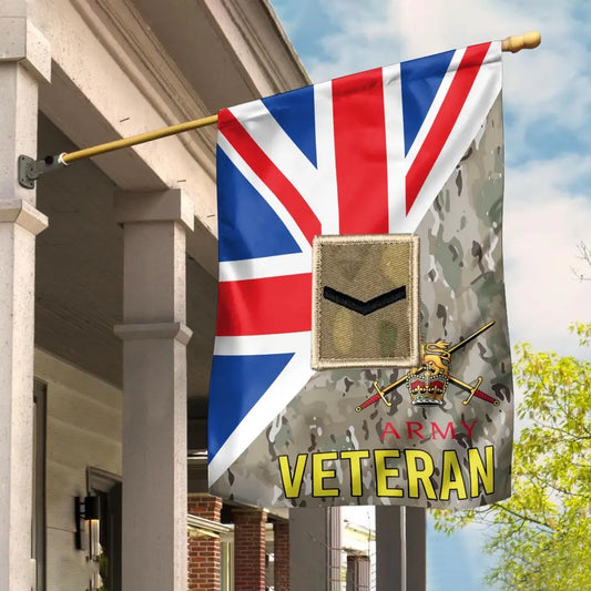Personalized UK Soldier/ Veteran Camo With Rank House Flag 3D Printed - 16930080