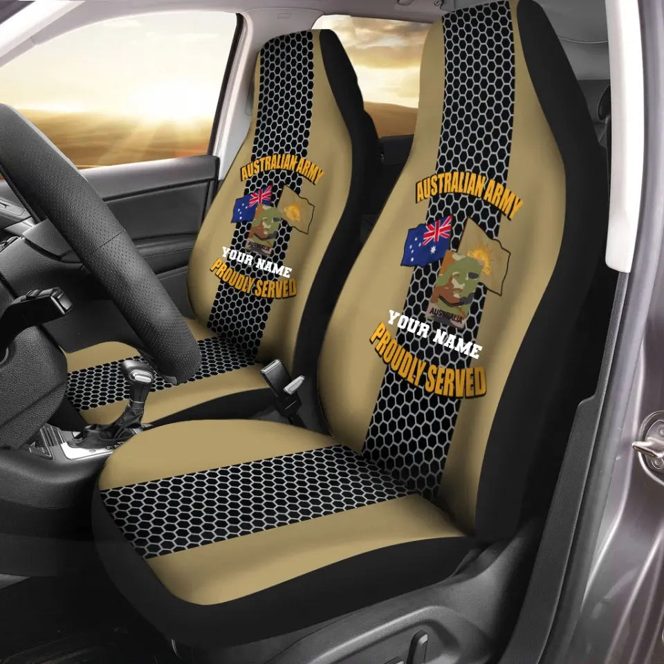 Housses de siège auto personnalisées avec camouflage soldat/vétéran australien avec nom et grade, imprimées en 3D - 0908230001