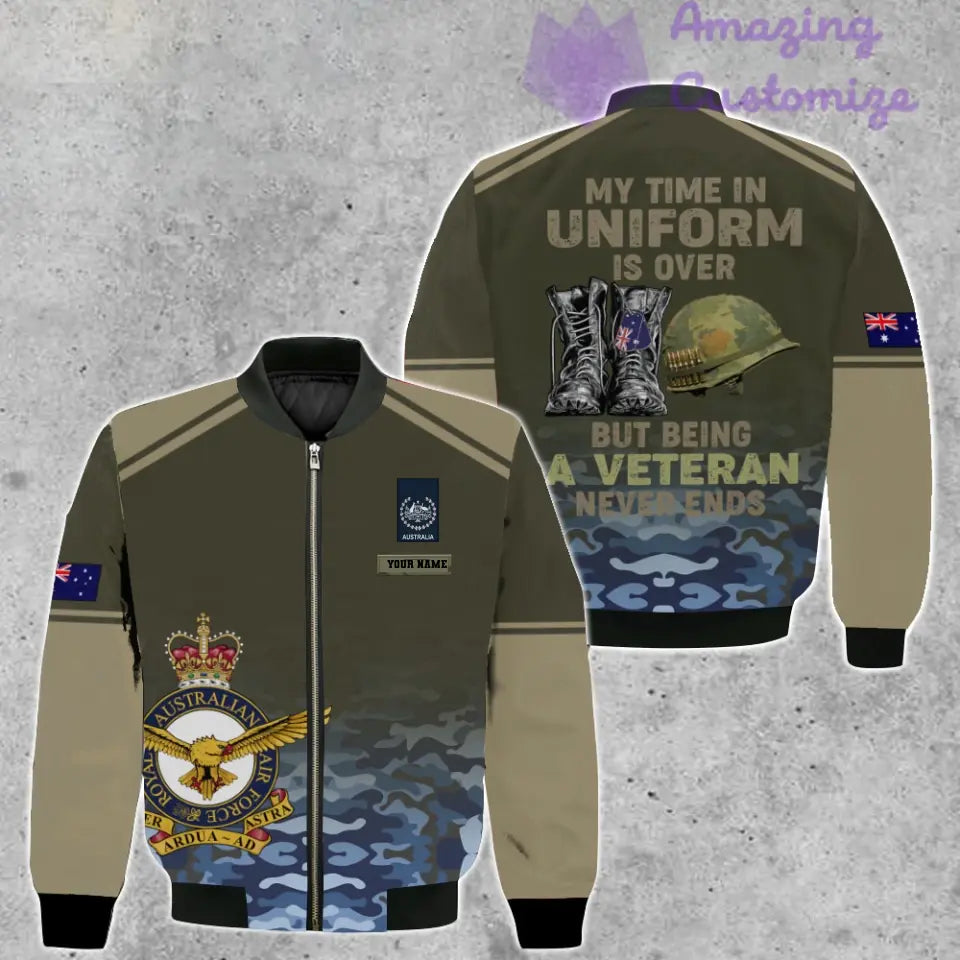 Personalized Australia Soldier/ Veteran Camo With Name And Rank Bomber Jacket 3D Printed - 16920576