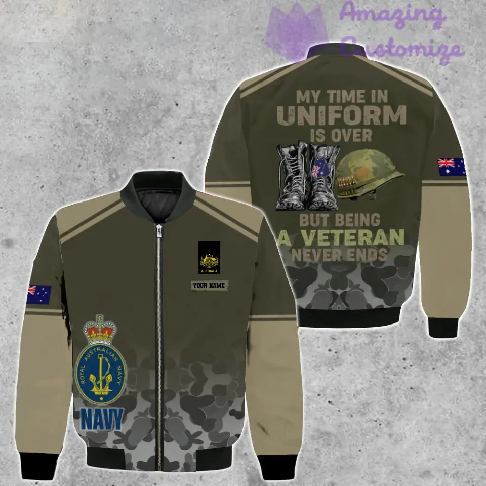 Personalized Australia Soldier/ Veteran Camo With Name And Rank Bomber Jacket 3D Printed - 16920576