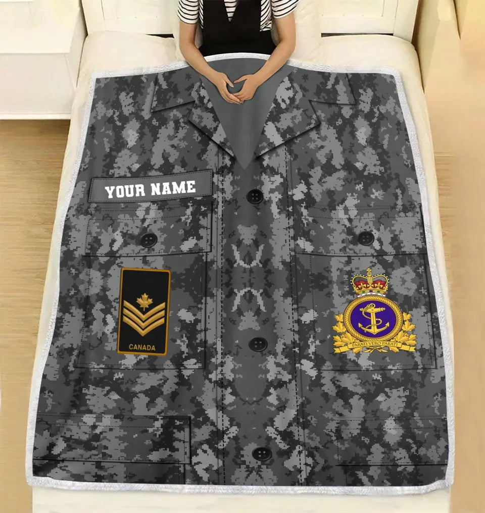 Personalized Canadian Soldier/ Veteran Camo With Name And Rank Fleece Blanket 3D Printed - 2908230001