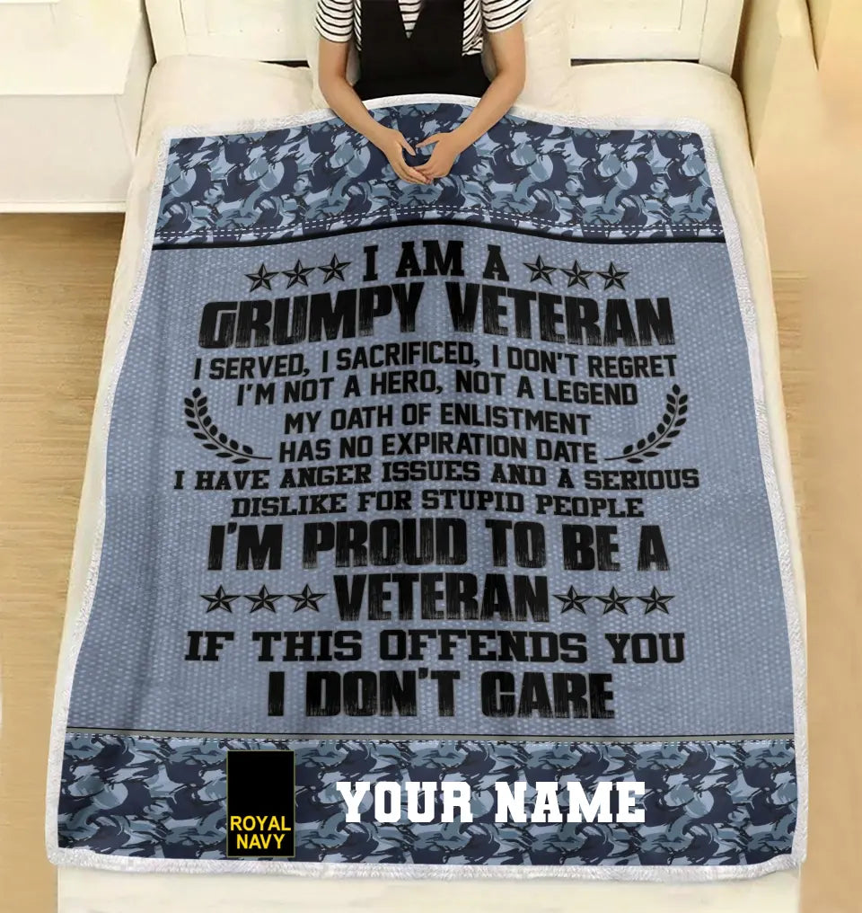 Personalized UK Soldier/ Veteran Camo With Name And Rank Fleece Blanket 3D Printed - 16932672