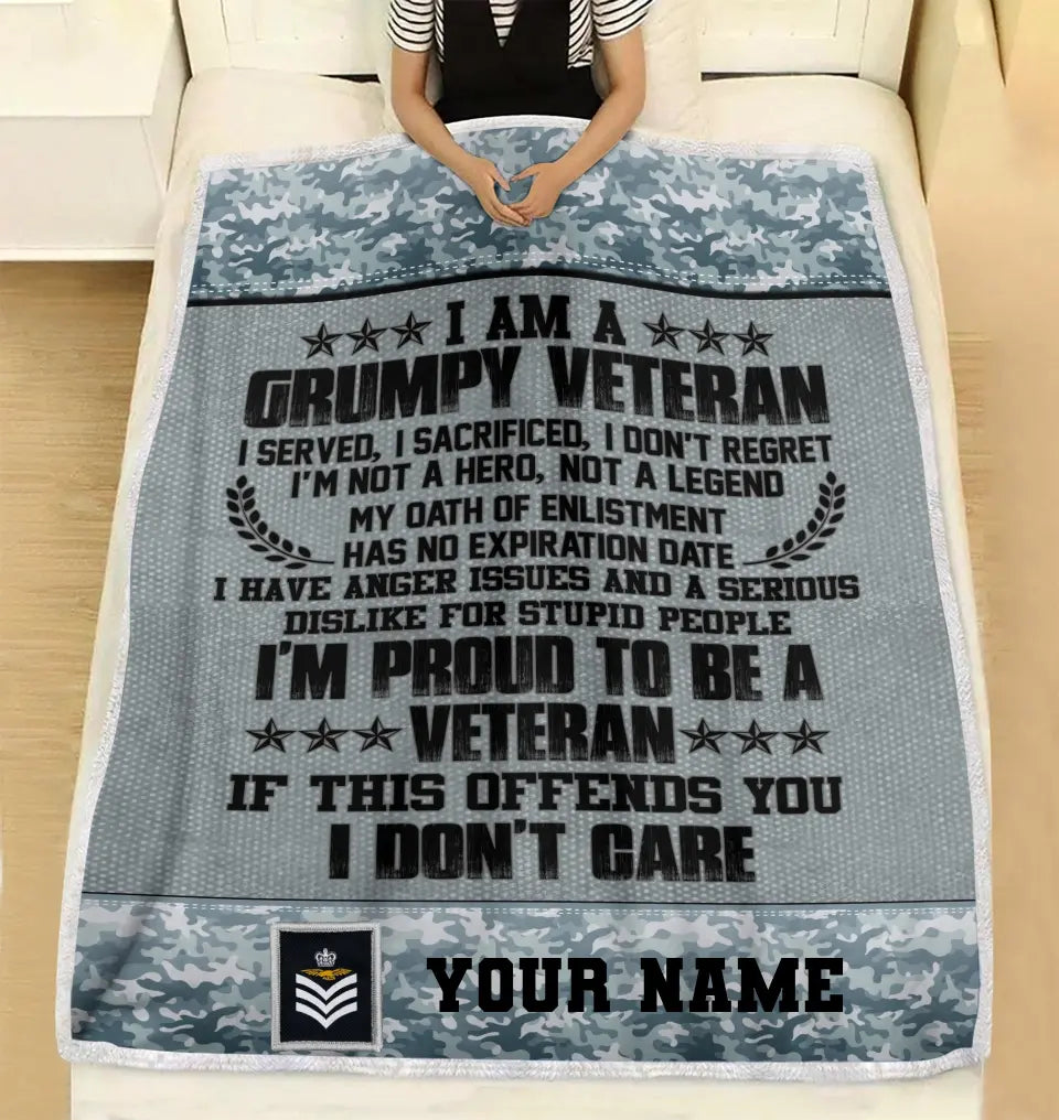 Personalized UK Soldier/ Veteran Camo With Name And Rank Fleece Blanket 3D Printed - 16932672