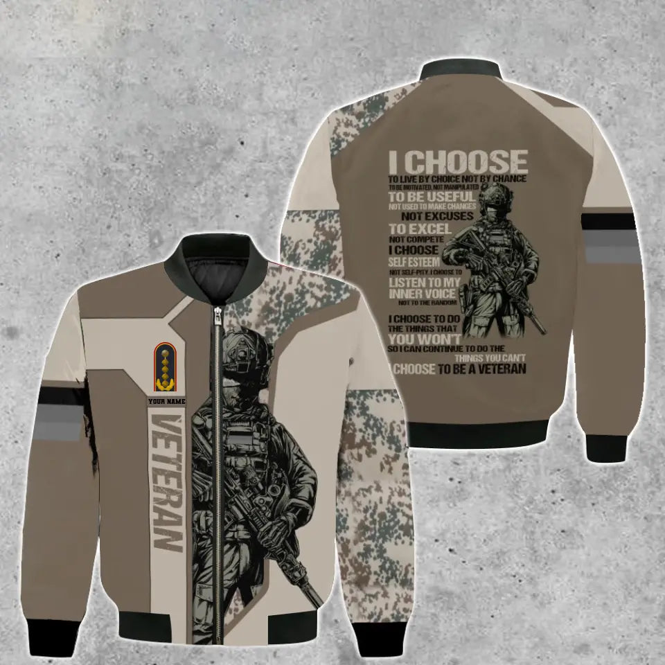 Personalized Germany Soldier/ Veteran Camo With Name And Rank Bomber Jacket 3D Printed - 2908230001