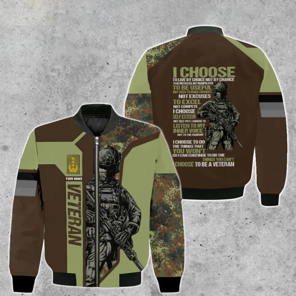 Personalized Germany Soldier/ Veteran Camo With Name And Rank Bomber Jacket 3D Printed - 2908230001