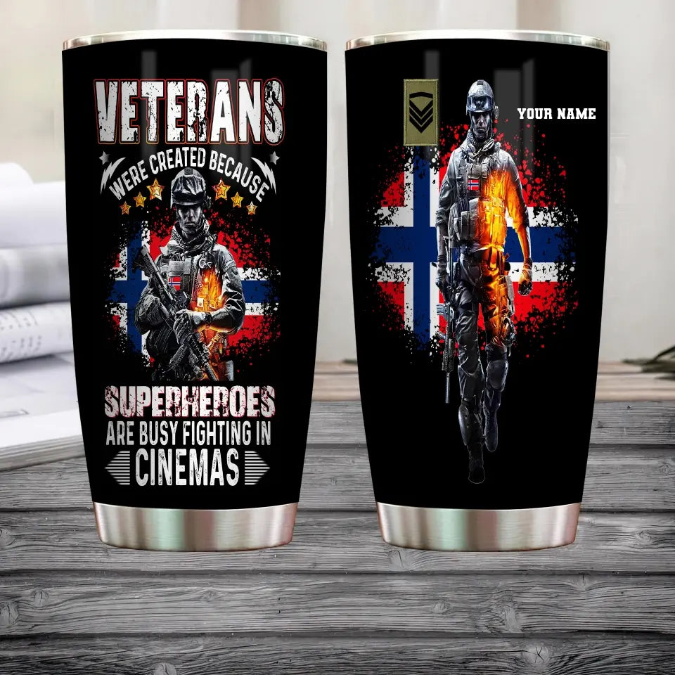 Personalized Norway Veteran/ Soldier With Rank And Name Camo Tumbler All Over Printed - 3008230001