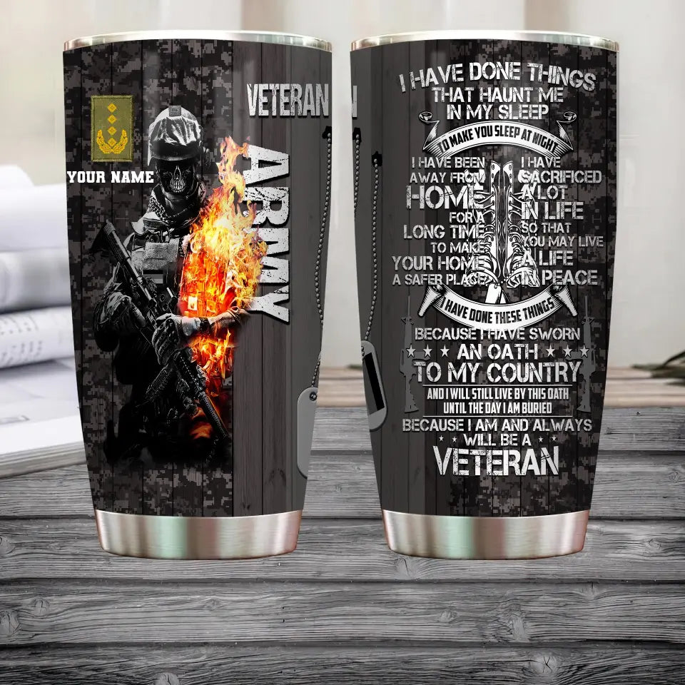 Personalized Germany Veteran/ Soldier With Rank And Name Camo Tumbler Gold Flag - 3008230003