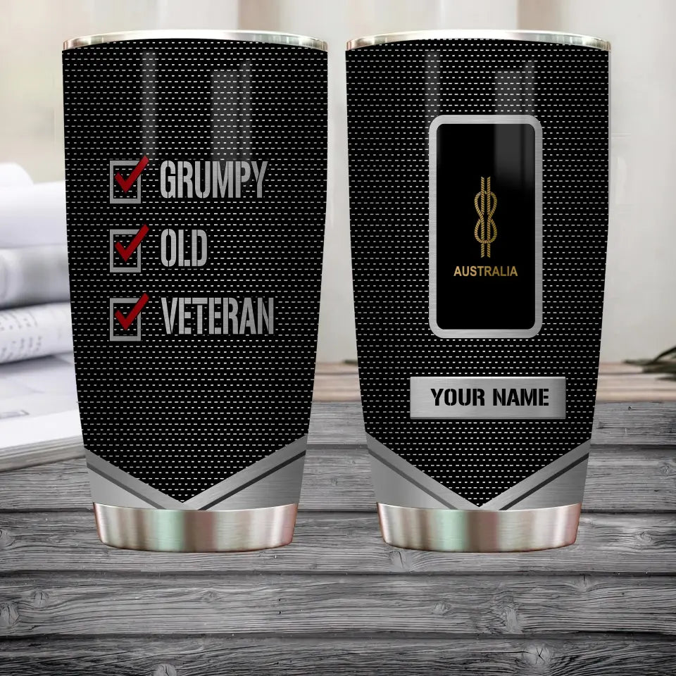 Personalized Australia Veteran/ Soldier With Rank And Name Camo Tumbler All Over Printed - Grumpy Old Veteran - 1706918415