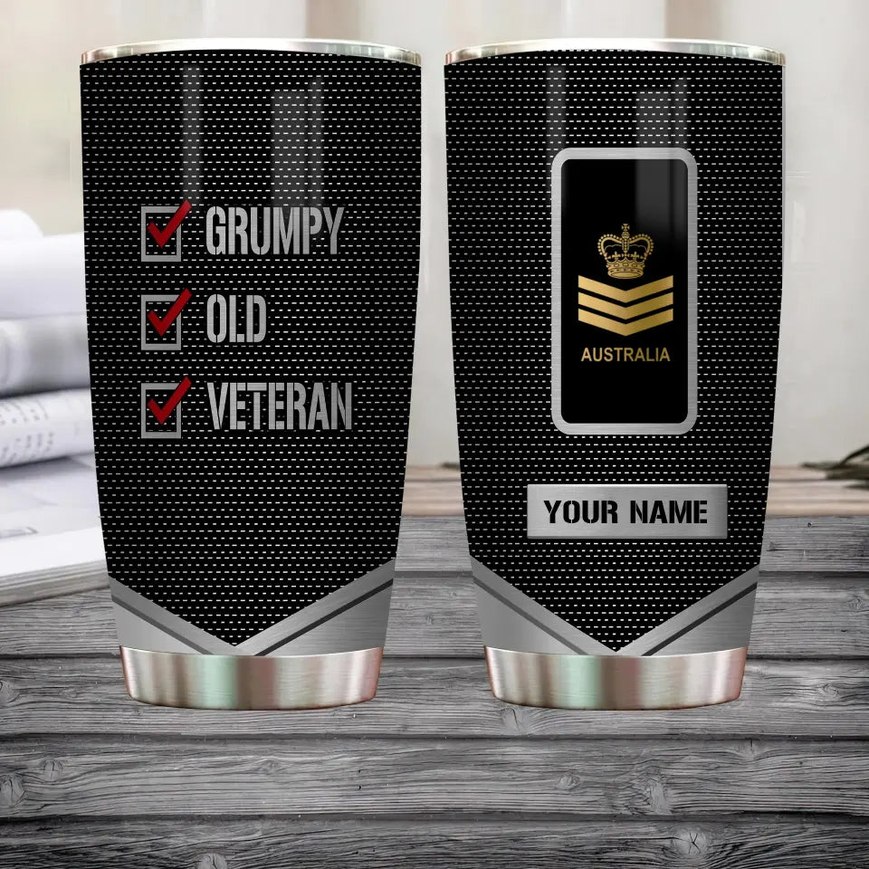 Personalized Australia Veteran/ Soldier With Rank And Name Camo Tumbler All Over Printed - Grumpy Old Veteran - 1706918415