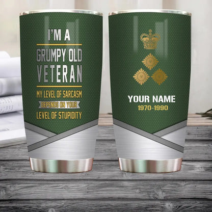 Personalized UK Veteran/ Soldier With Rank Name And Year Tumbler - Gold Rank - 17068320