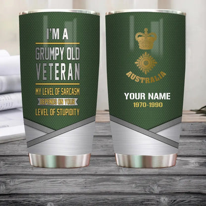 Personalized Australia Veteran/ Soldier With Rank Name And Year Tumbler - Gold Rank - 1706918414