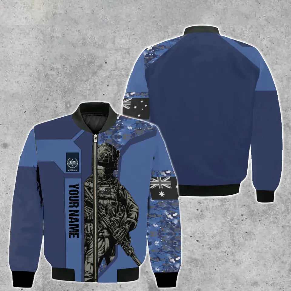Personalized Australia Soldier/ Veteran Camo With Name And Rank Bomber Jacket 3D Printed - 16950816