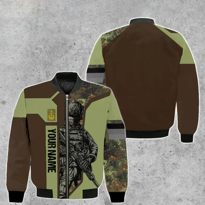Personalisierte Bomberjacke mit Camouflage-Muster für deutsche Soldaten/Veteranen mit Namen und Rang, 3D-Druck – 1909230001