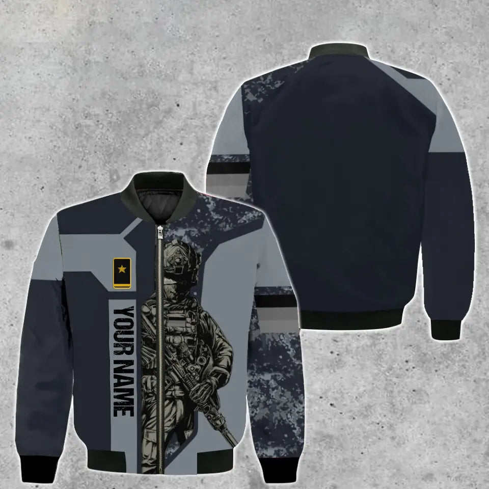 Personalisierte Bomberjacke mit Camouflage-Muster für deutsche Soldaten/Veteranen mit Namen und Rang, 3D-Druck – 1909230001