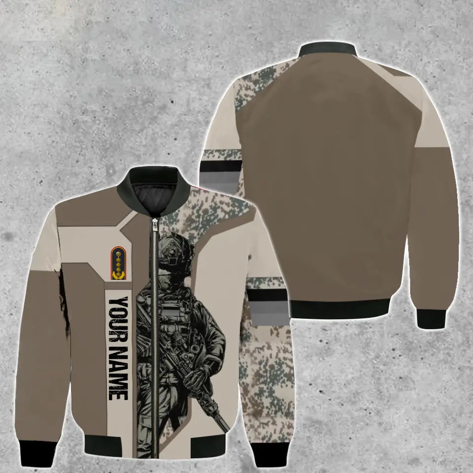 Personalisierte Bomberjacke mit Camouflage-Muster für deutsche Soldaten/Veteranen mit Namen und Rang, 3D-Druck – 1909230001