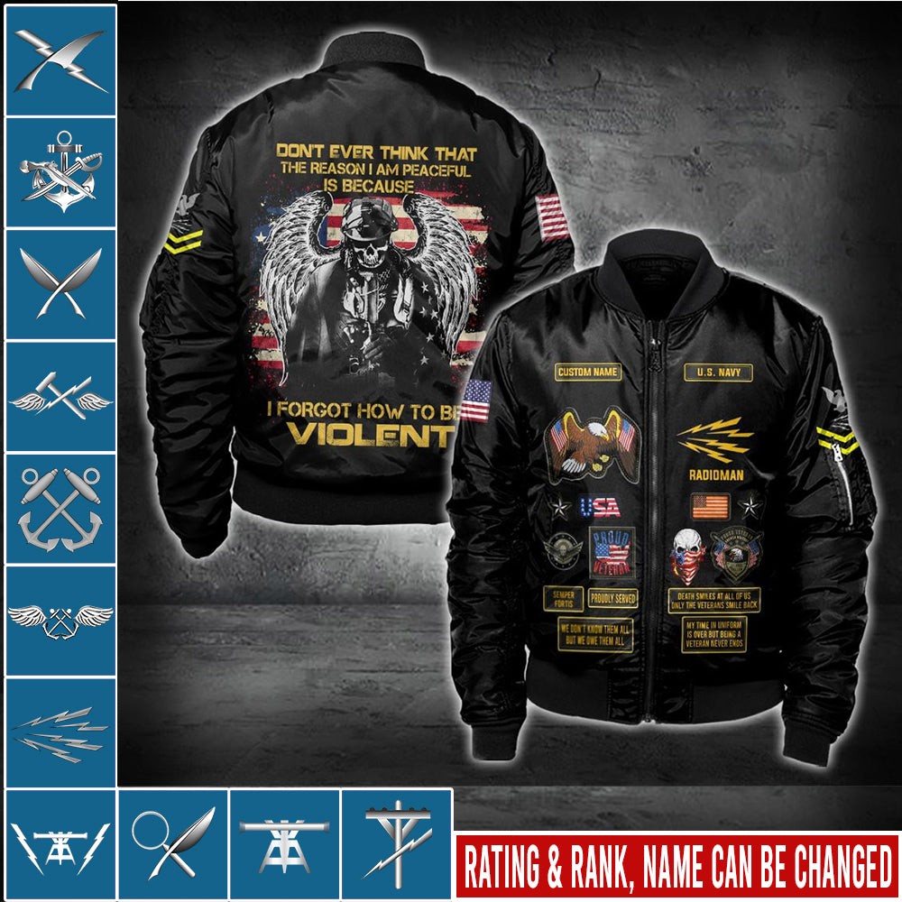 US Military – Navy Rating All Over Print Bomber Jacket