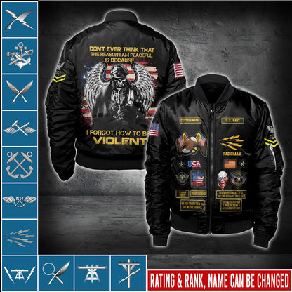 US Military – Navy Rating All Over Print Bomber Jacket