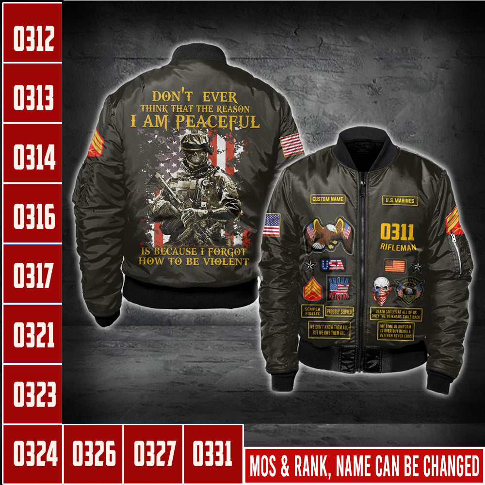 US Military – Marine MOS All Over Print Bomber Jacket