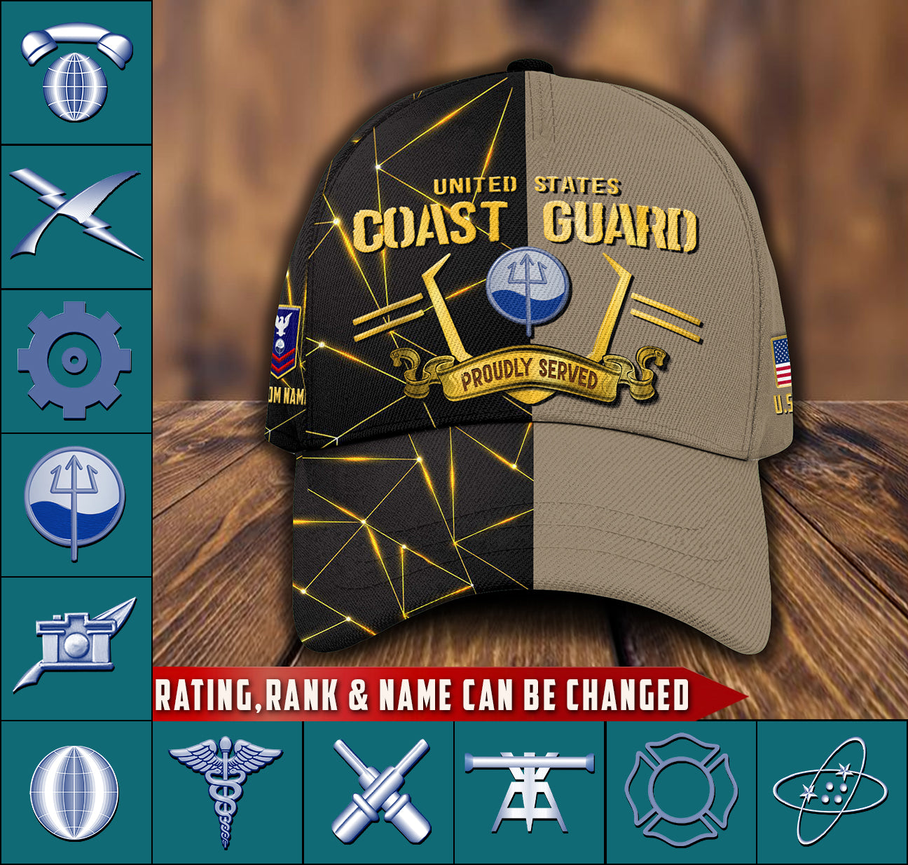 US Military – Coast Guard Rating All Over Print Cap
