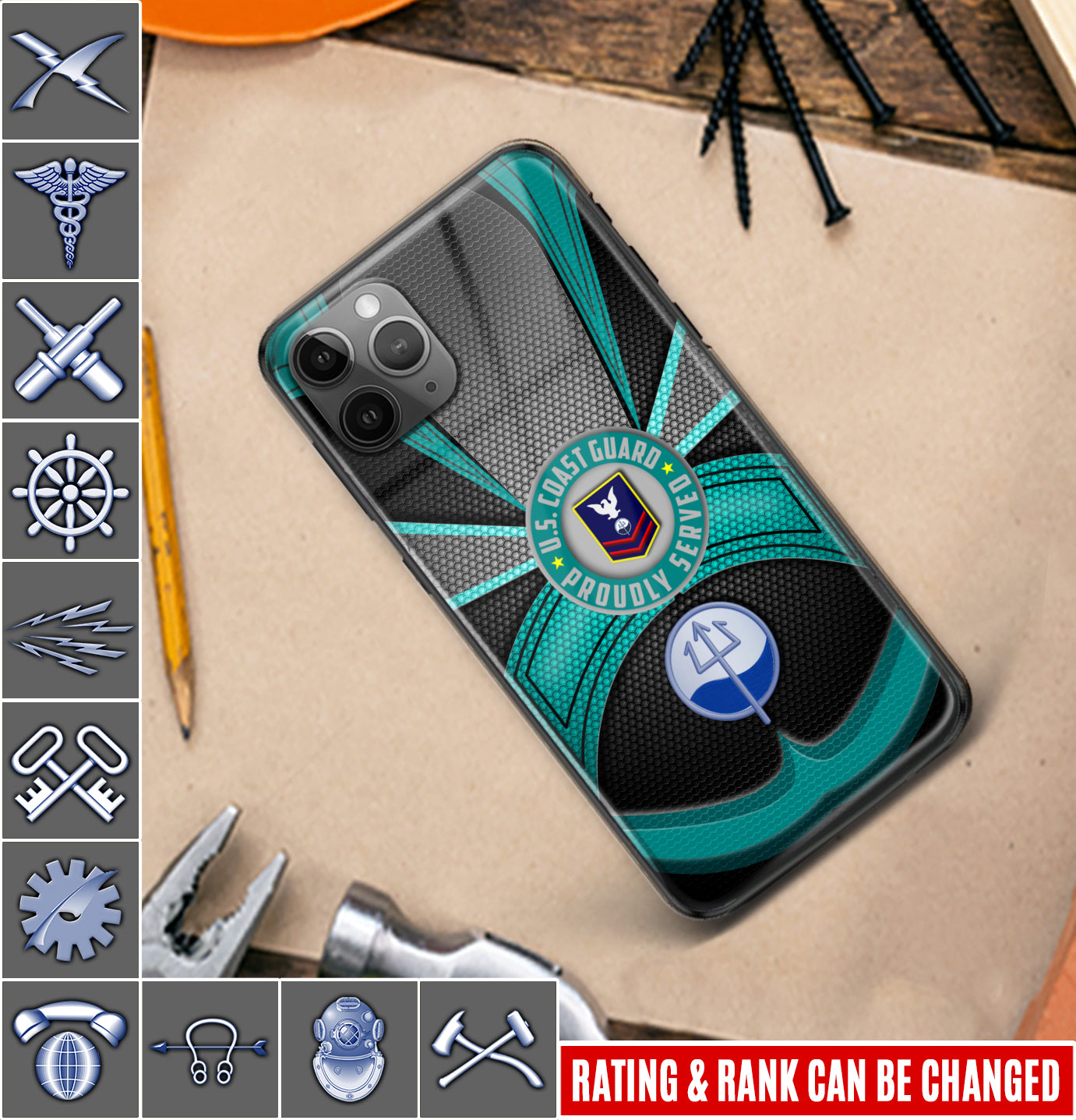 Personalized US Military - Coast Guard Rating Phone Case Printed