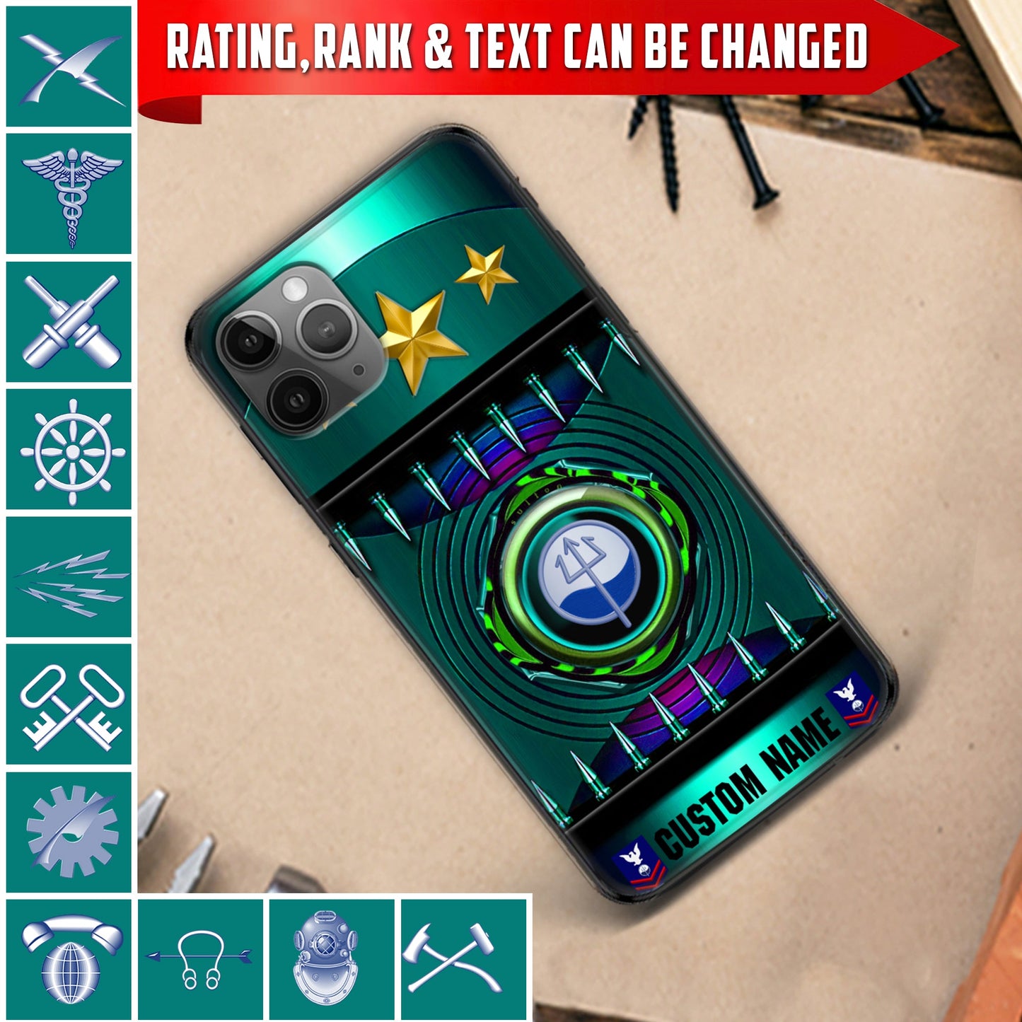 Personalized US Military - Coast Guard Rating Phone Case Printed