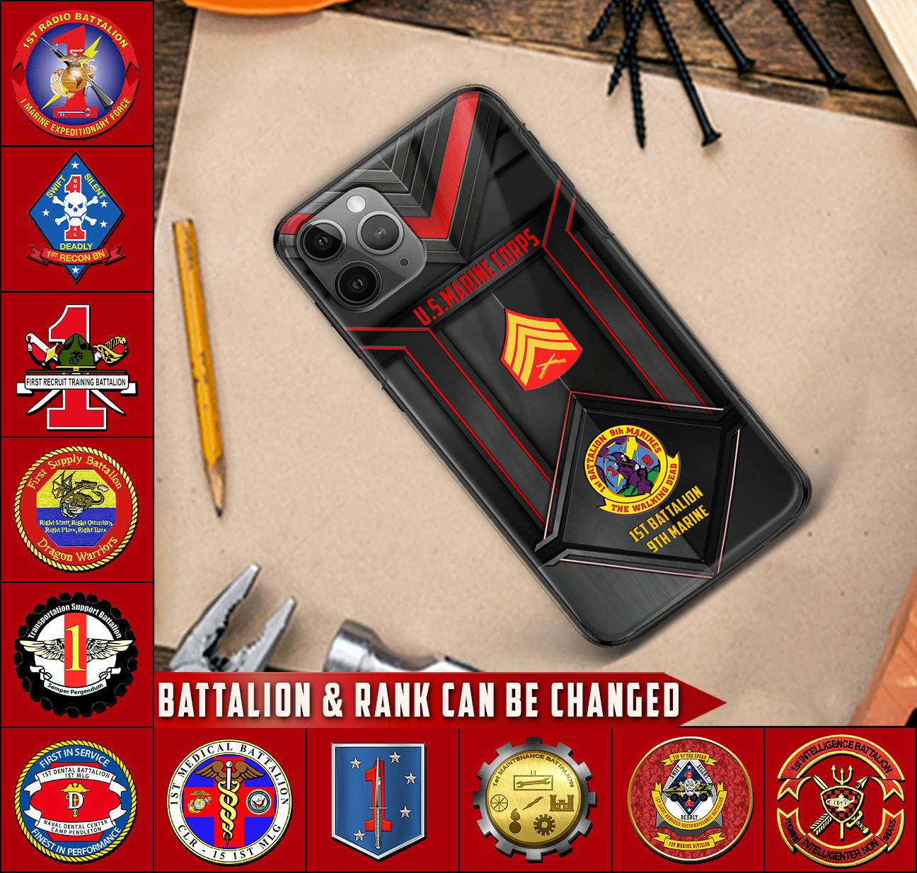 Personalized US Military - Marine Battalion Phone Case Printed