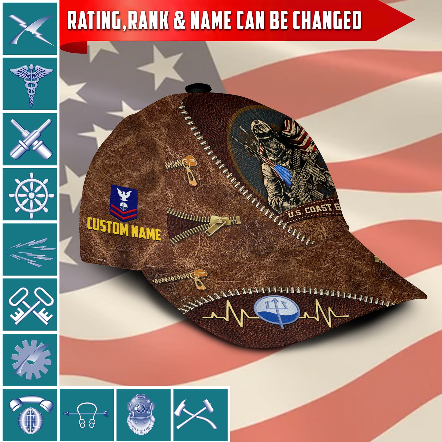 US Military – Coast Guard Rating All Over Print Cap