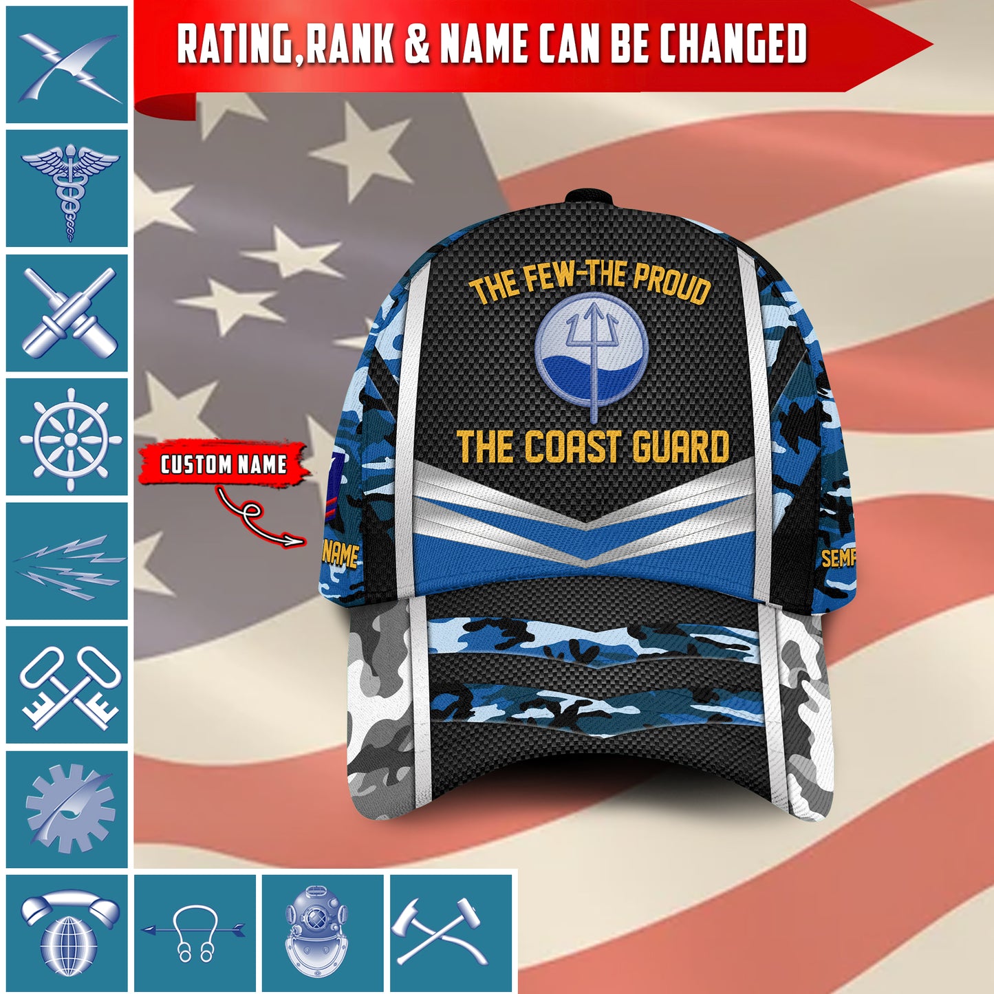 US Military – Coast Guard Rating All Over Print Cap