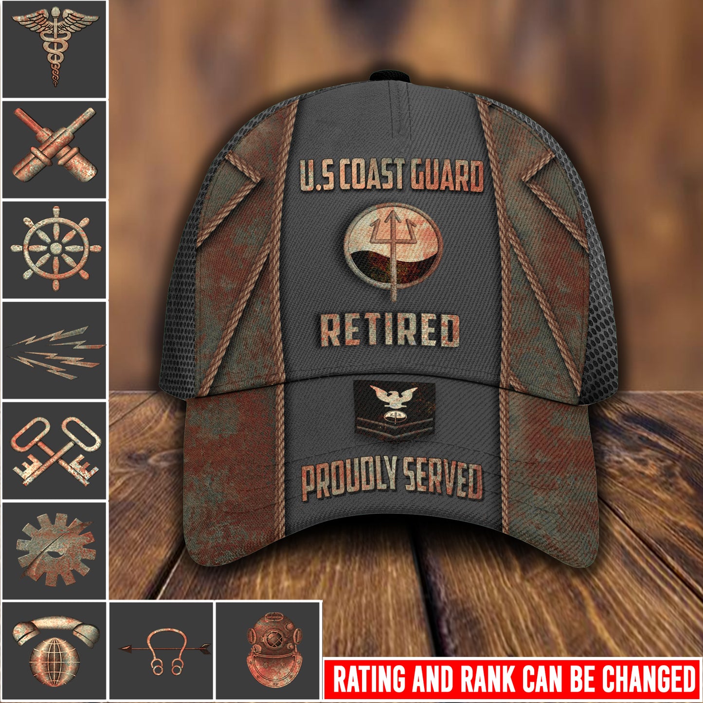 US Military – Coast Guard Rating All Over Print Cap