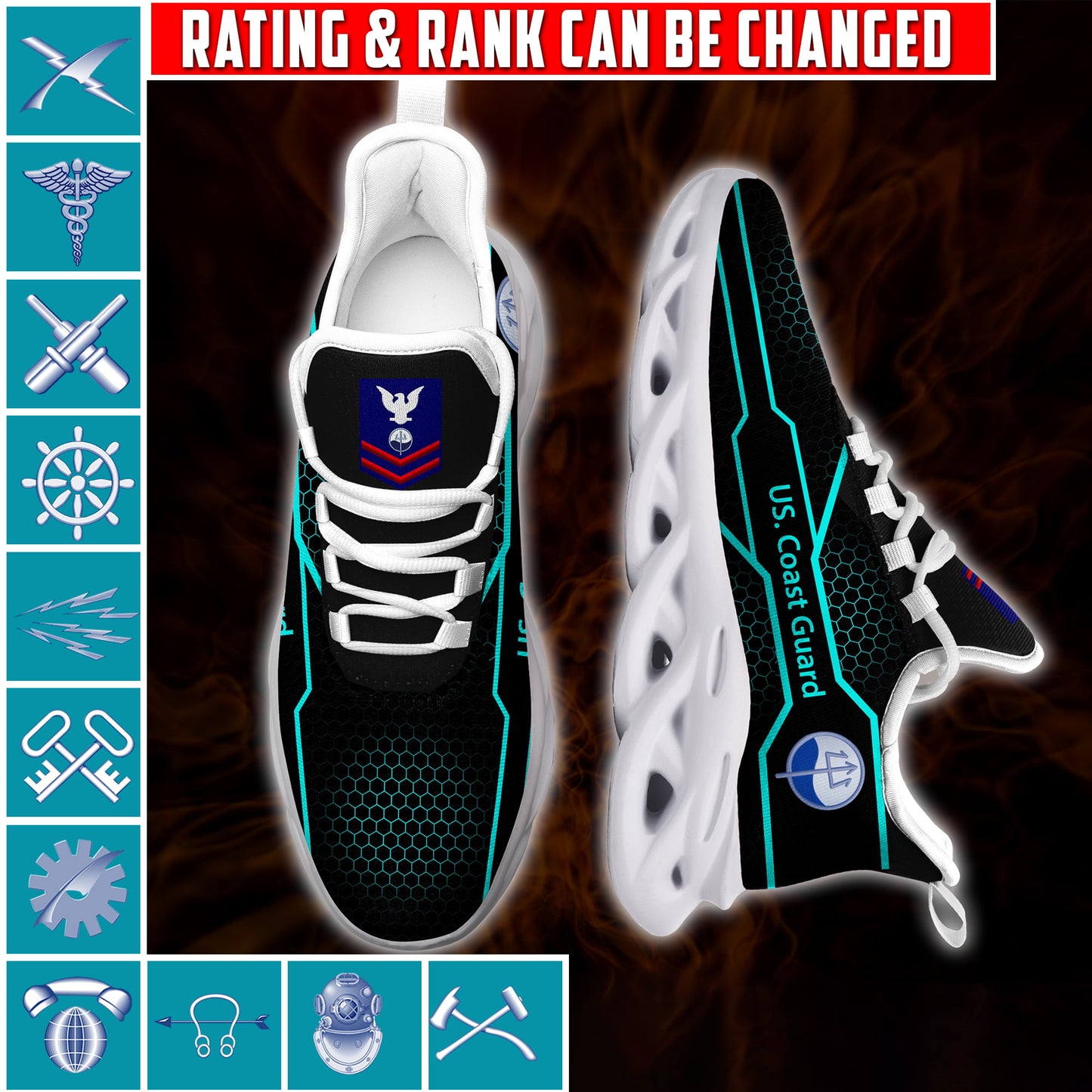 US Military – Coast Guard Rating All Over Print Sneakers