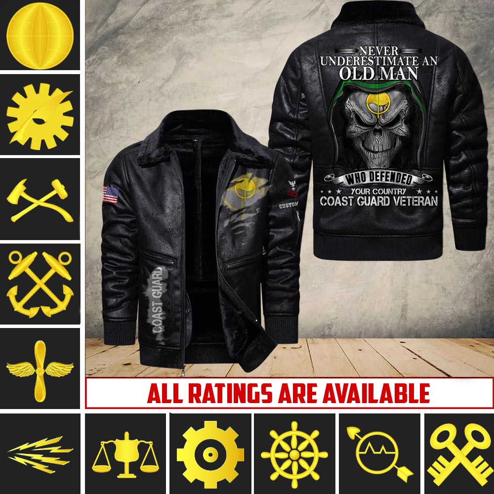 US Military - Coast Guard Rating - Leather Jacket For Veterans