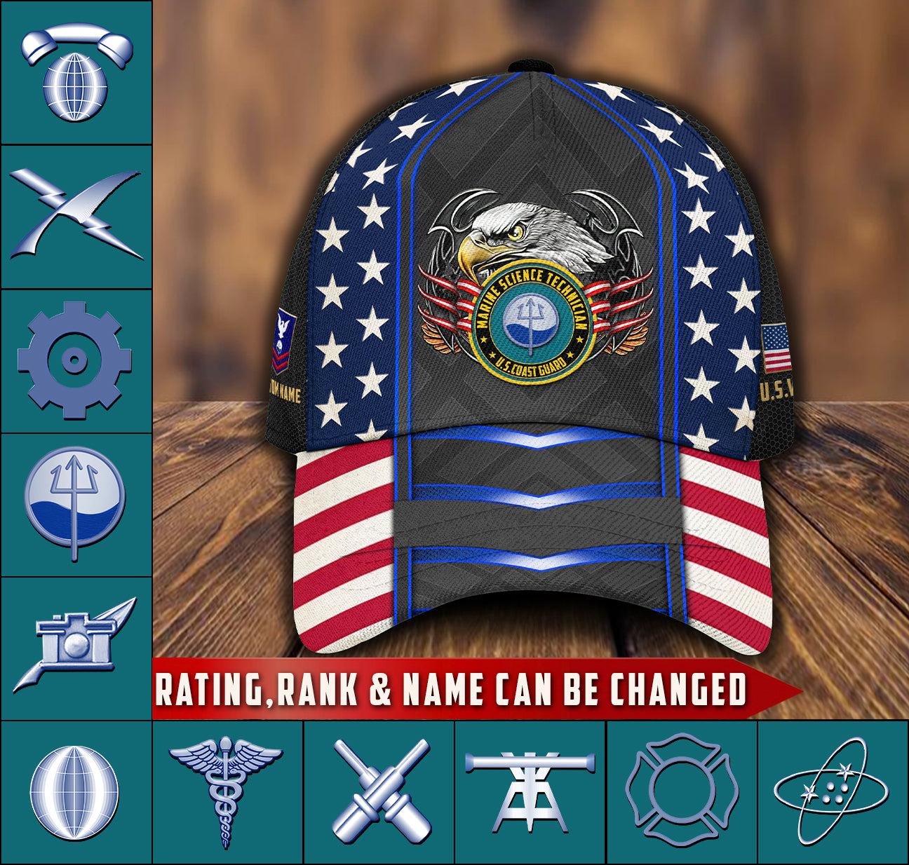 US Military – Coast Guard Rating All Over Print Cap