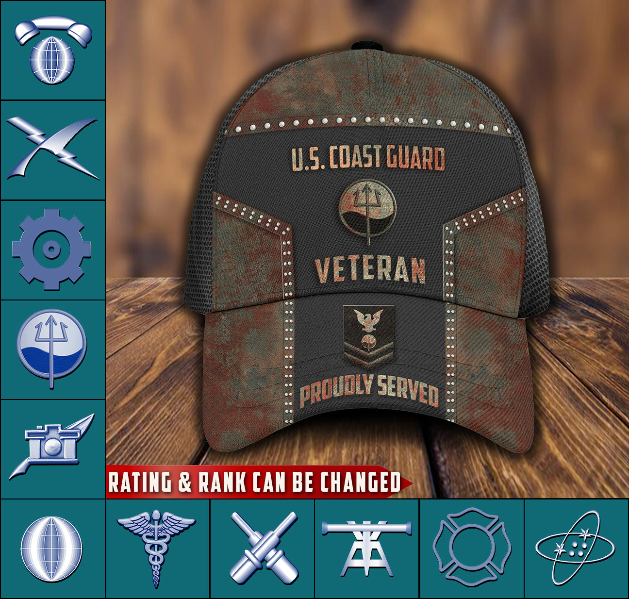 US Military – Coast Guard Rating All Over Print Cap