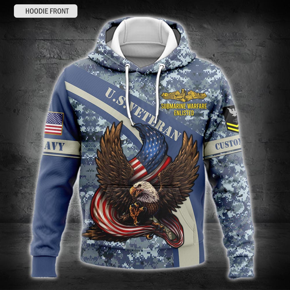 US Military – Navy Badge All Over Print Hoodie