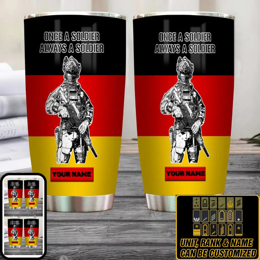 Personalized German Veteran/ Soldier With Rank And Name Camo Tumbler All Over Printed 1804230007