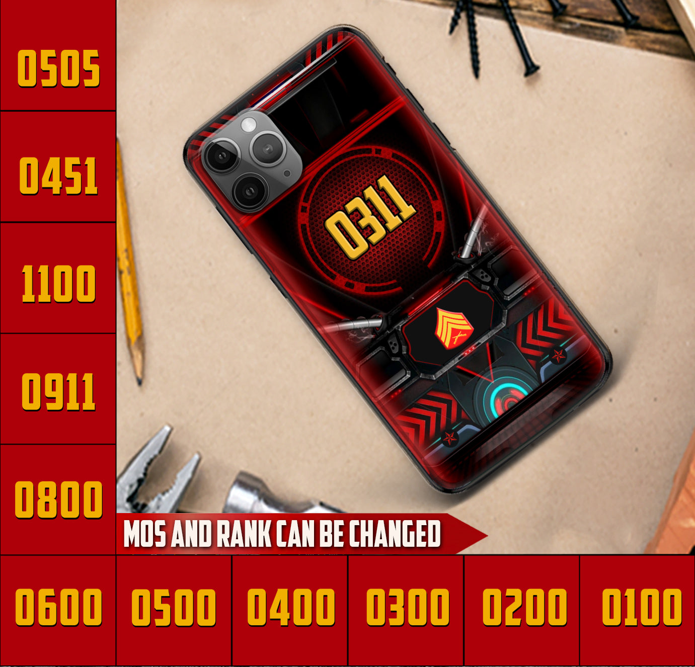 Personalized US Military - Marine MOS Phone Case Printed